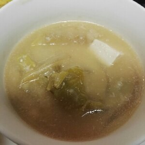 豆乳味噌で白菜スープ